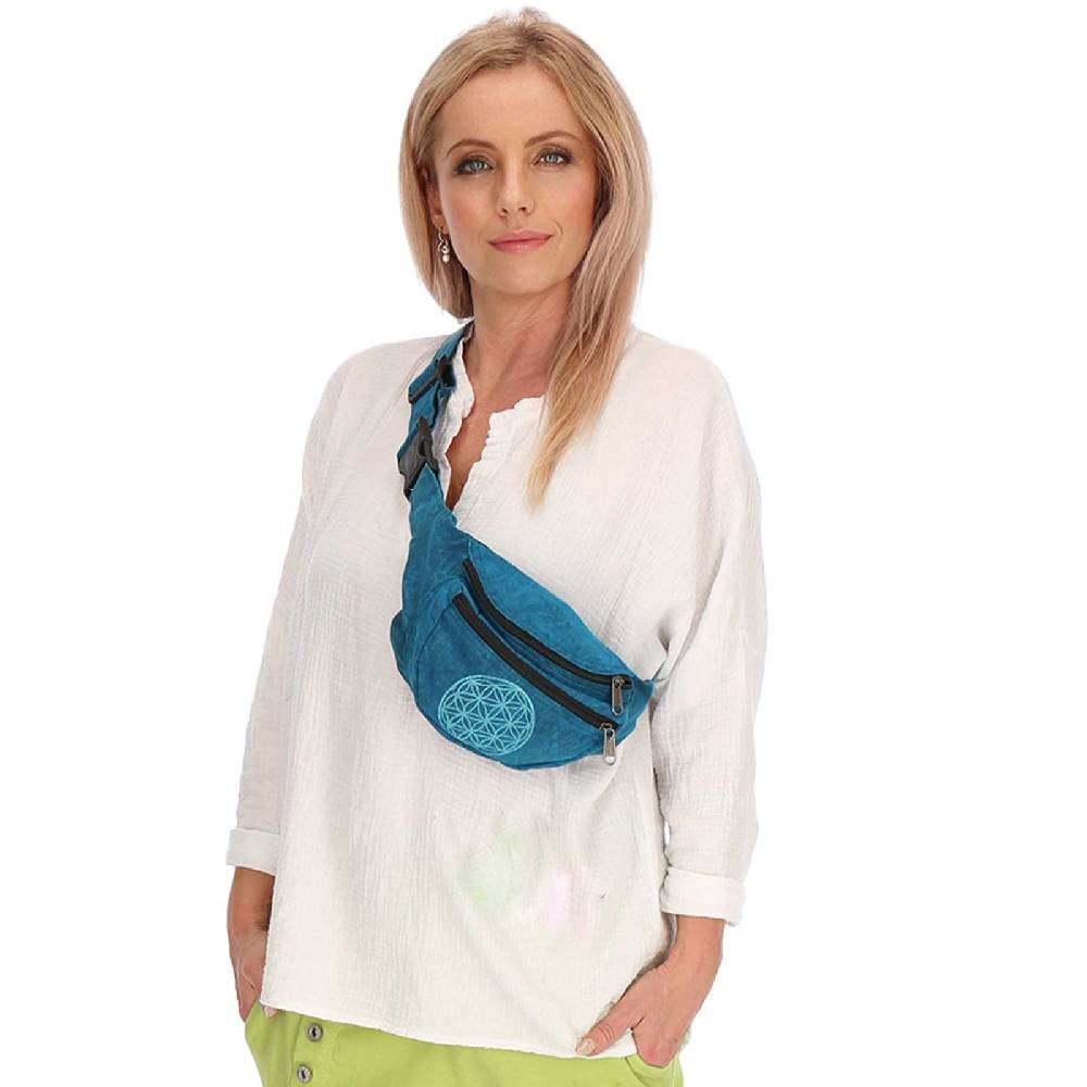 Kunst Und Magie Kunst Und Magie Bauchtasche Bunte Boho Goa Crossbody Schulter Gürteltasche Hüfttasche Stonewashed Unisex Lebensblume