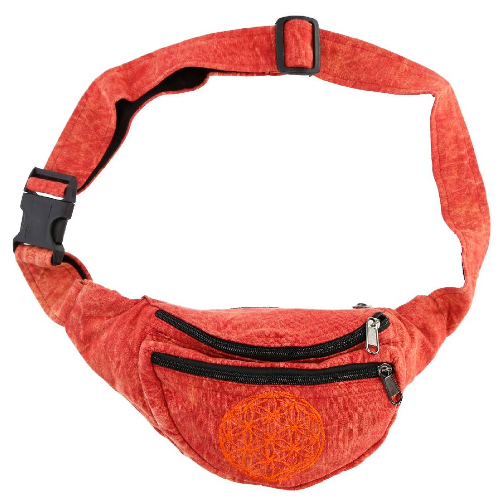 Kunst Und Magie Kunst Und Magie Bauchtasche Bunte Boho Goa Crossbody Schulter Gürteltasche Hüfttasche Stonewashed Unisex Lebensblume