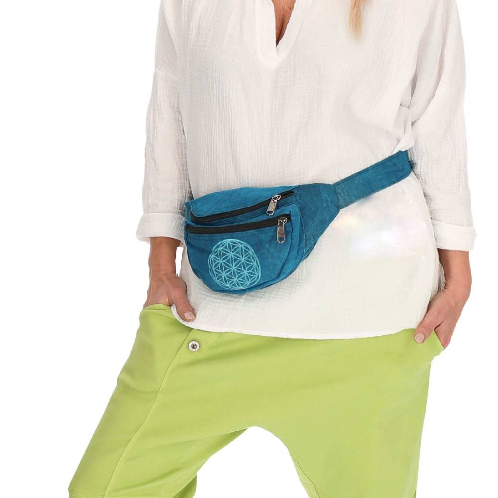 Kunst Und Magie Kunst Und Magie Bauchtasche Bunte Boho Goa Crossbody Schulter Gürteltasche Hüfttasche Stonewashed Unisex Lebensblume