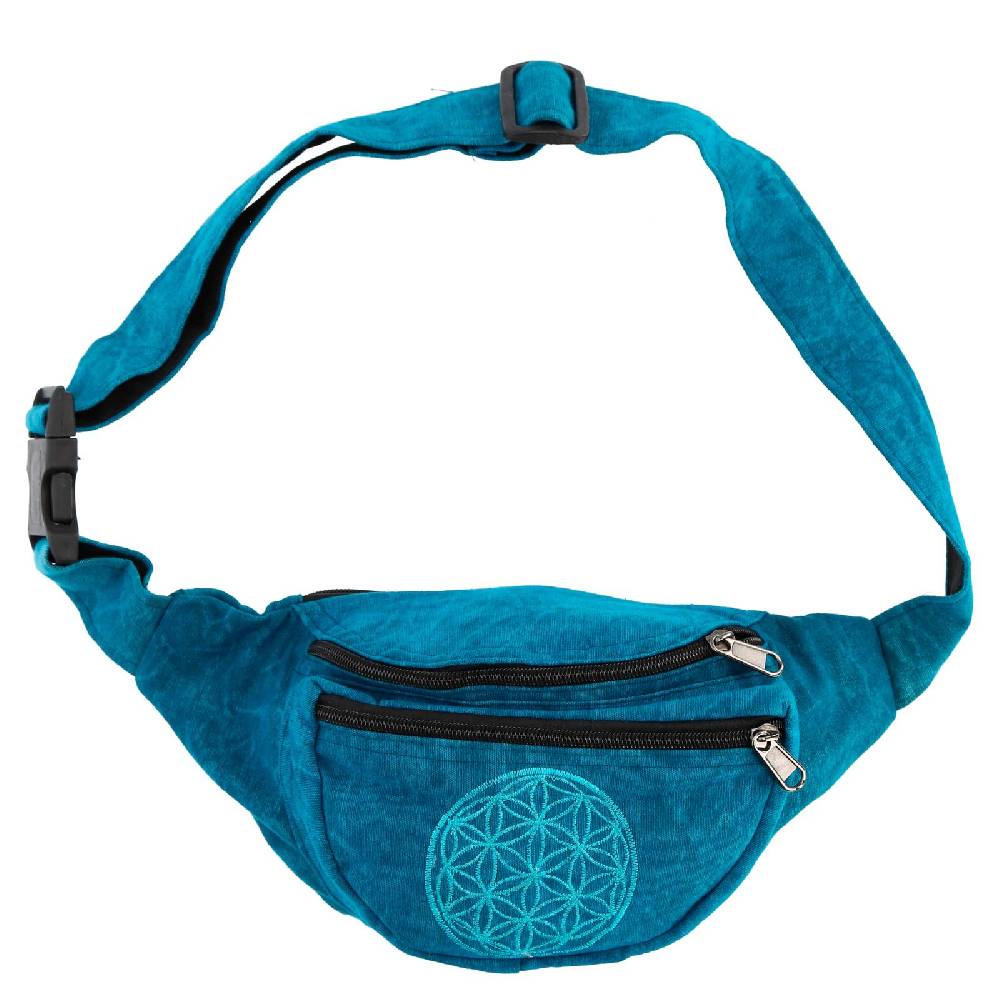 Kunst Und Magie Kunst und Magie Bauchtasche Bunte Boho Goa Crossbody Schulter Gürteltasche Hüfttasche Stonewashed Unisex Lebensblume