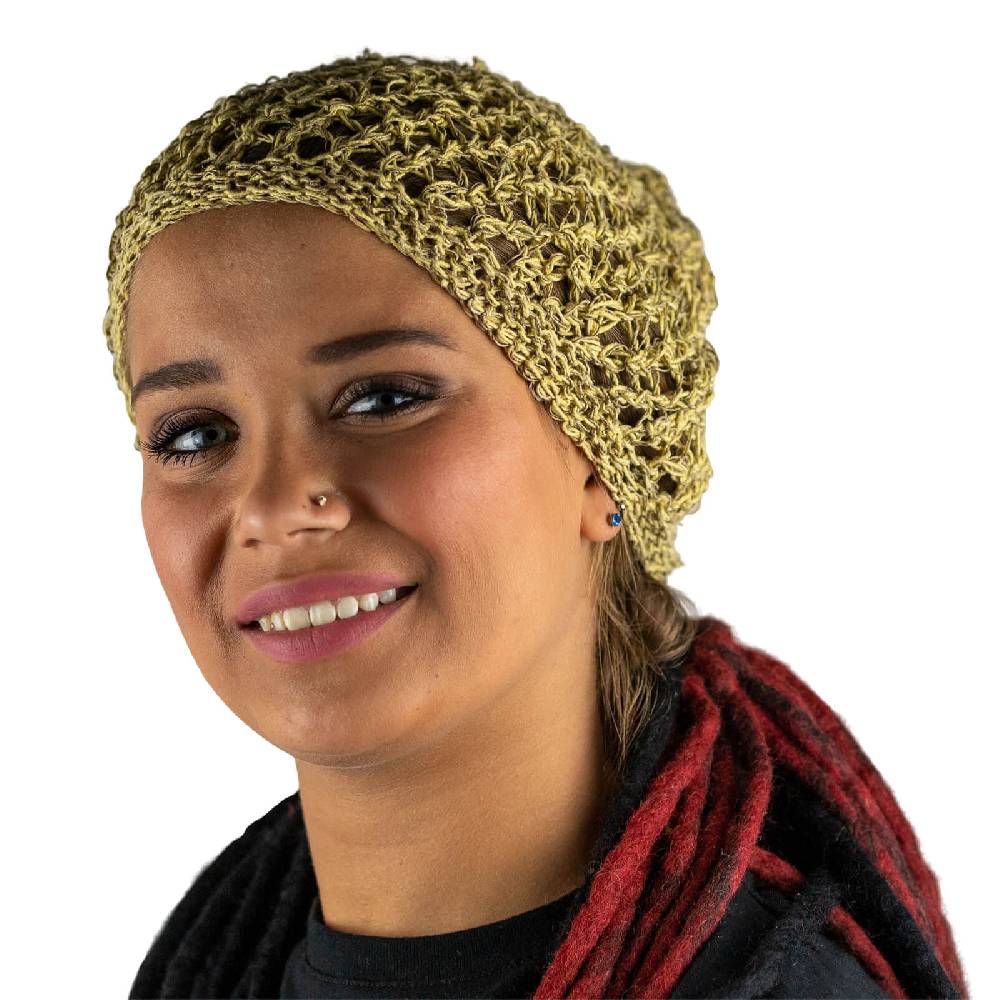 Kunst Und Magie Kunst und Magie Beanie Mütze aus Hanf Häckelmütze Natur Hippie