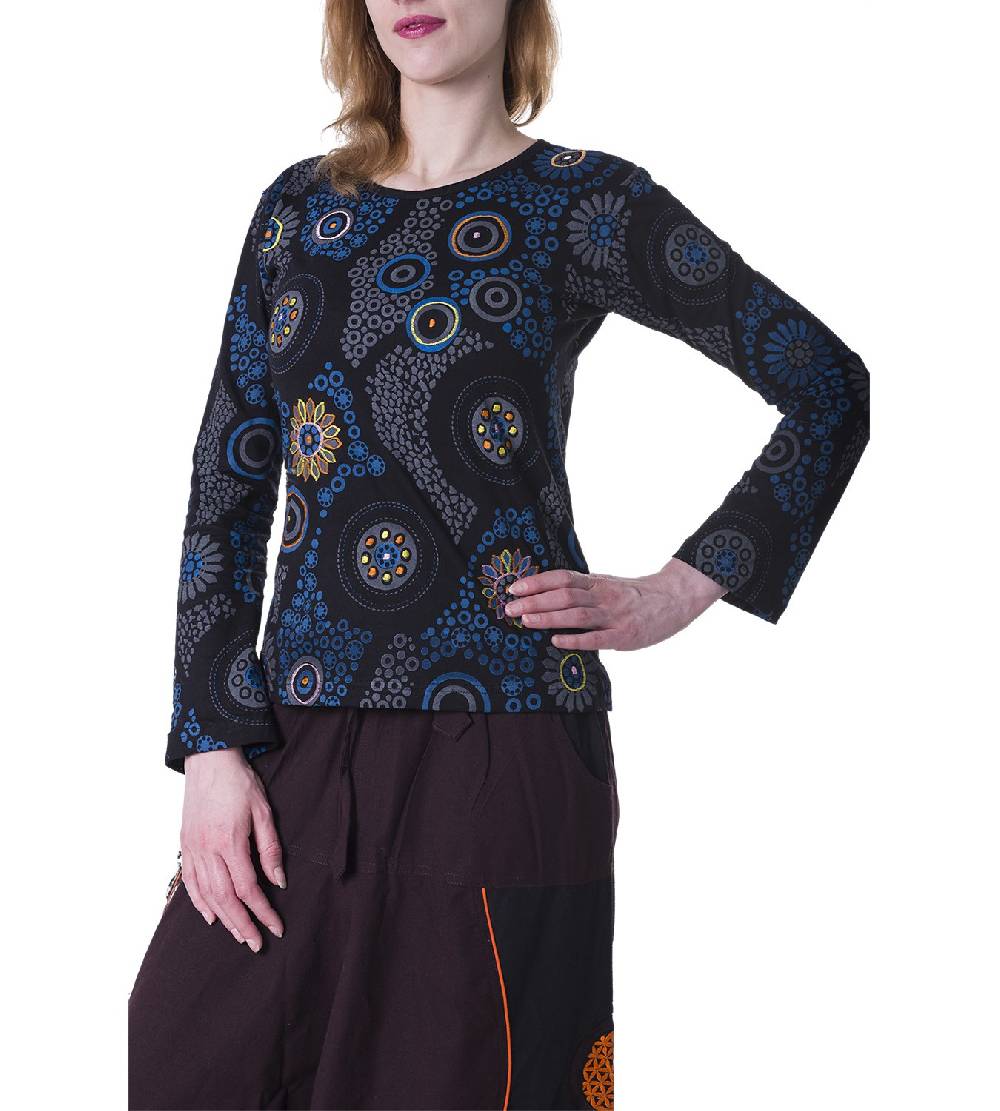 Kunst Und Magie Kunst Und Magie Boho Damen Sweater Oberteil Mit Stickereien