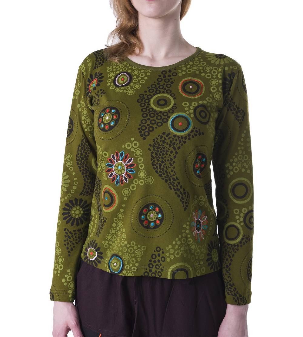 Kunst Und Magie Kunst Und Magie Boho Damen Sweater Oberteil Mit Stickereien