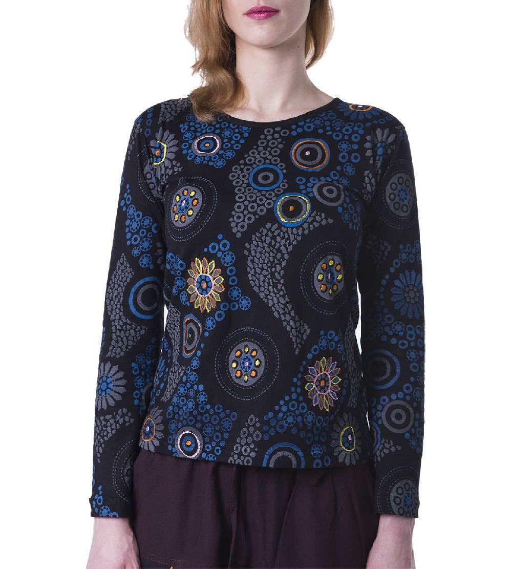 Kunst Und Magie Kunst und Magie Boho Damen Sweater Oberteil mit Stickereien
