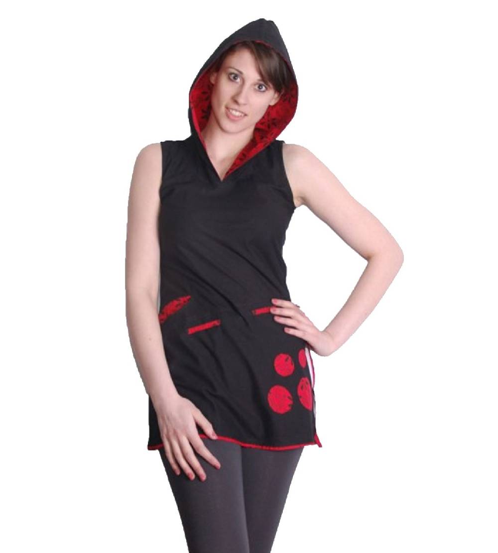 Kunst Und Magie Kunst und Magie Boho Hippie Tunika Oberteil/Minikleid Longshirt mit Kapuze