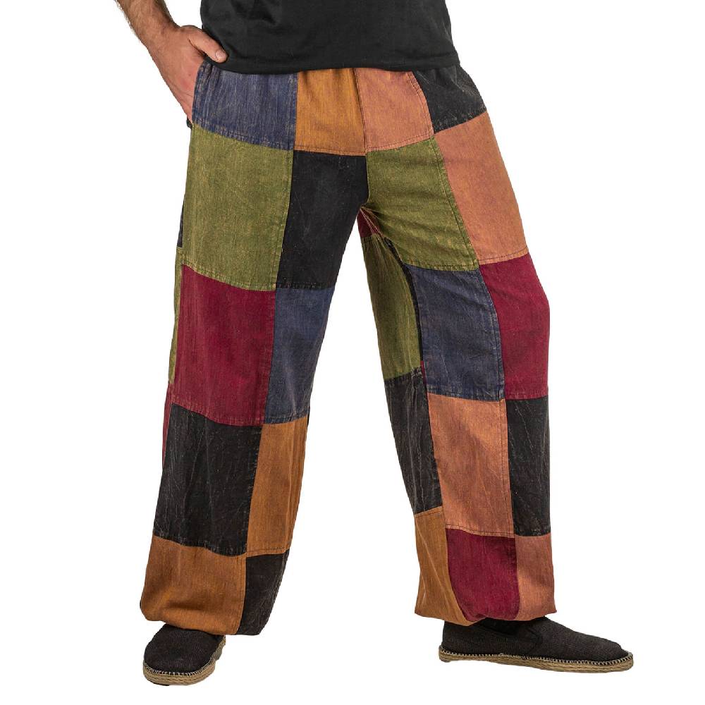 Kunst Und Magie Kunst Und Magie Bunte Patchwork Freizeit Cargo Hose Stonewashed - Unisex Hippiehose