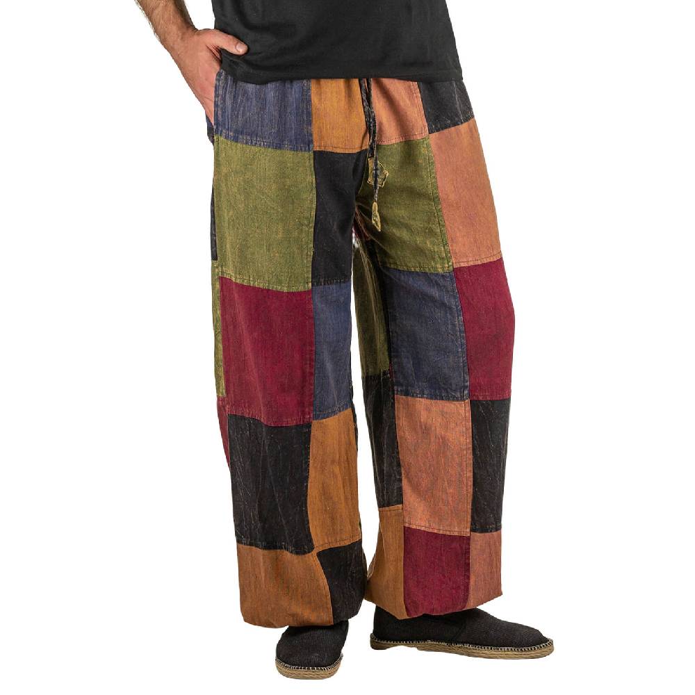Kunst Und Magie Kunst Und Magie Bunte Patchwork Freizeit Cargo Hose Stonewashed - Unisex Hippiehose