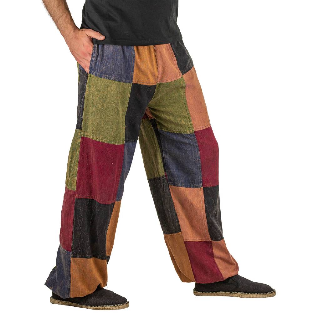 Kunst Und Magie Kunst und Magie Bunte Patchwork Freizeit Cargo Hose Stonewashed - Unisex Hippiehose