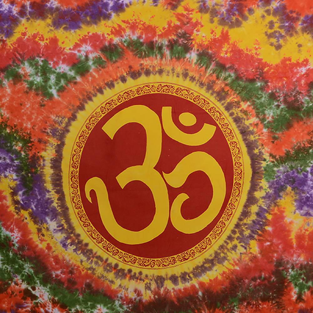 Kunst Und Magie Kunst Und Magie Bunte Tagesdecke Wandbehang Tuch Indien OM Batik Ca. 220 X 140 Cm