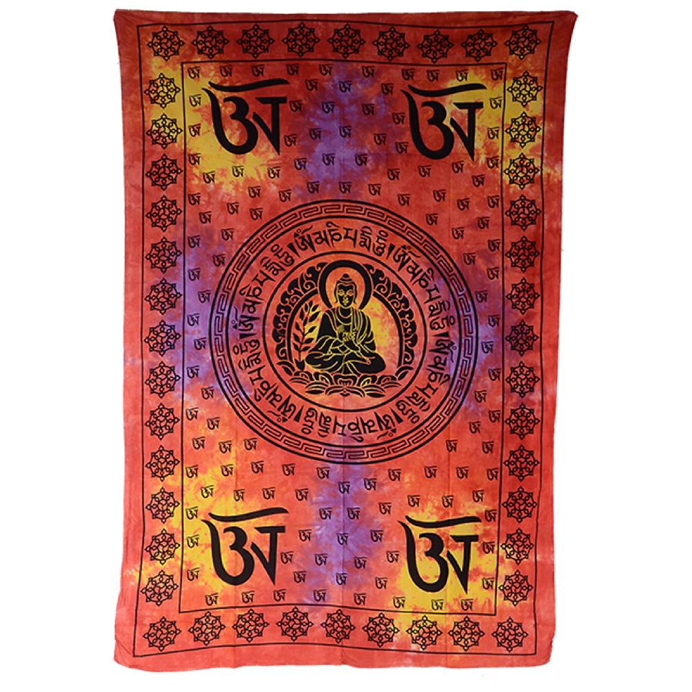 Kunst Und Magie Kunst und Magie Bunte Tagesdecke Wandbehang Tuch Indien Buddha Mandala ca. 200 x 135 cm