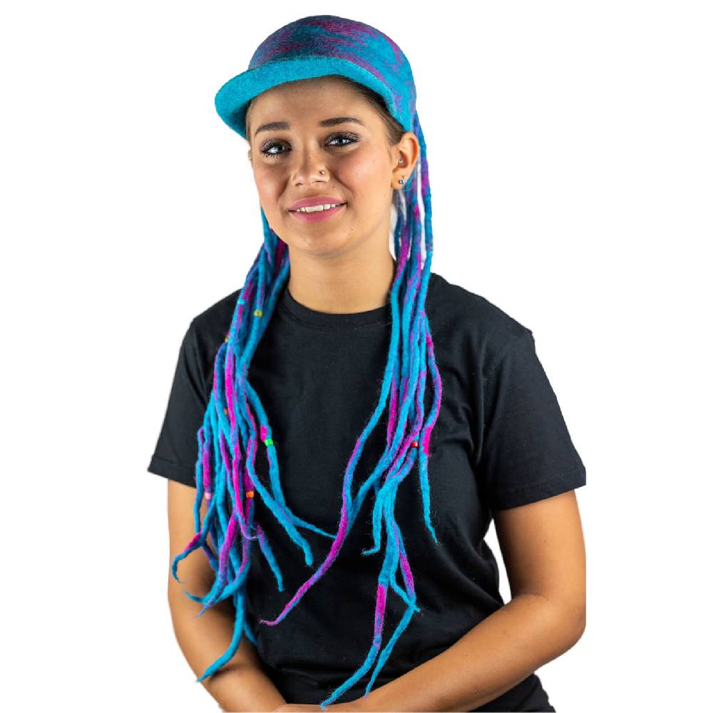 Kunst Und Magie Kunst Und Magie Bunter Dreadlock Hut Aus Filz Hippie Goa Filzhut