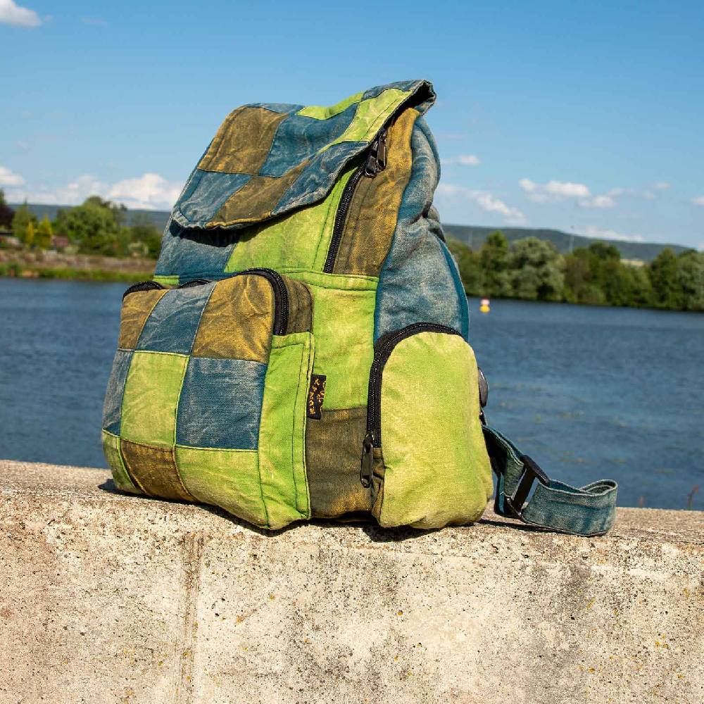 Kunst Und Magie Kunst Und Magie Bunter Hippie Rucksack "No Waist" Stonewashed Nepal Fair M