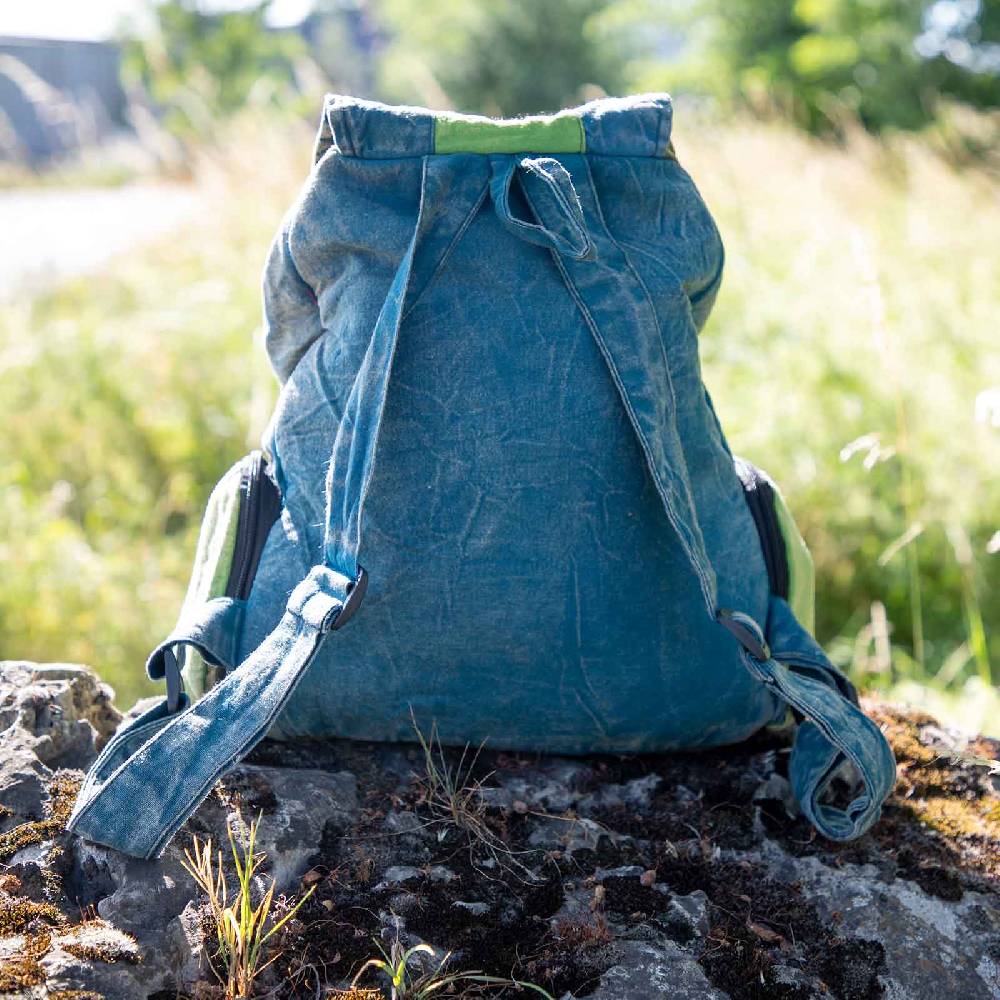 Kunst Und Magie Kunst Und Magie Bunter Hippie Rucksack "No Waist" Stonewashed Nepal Fair