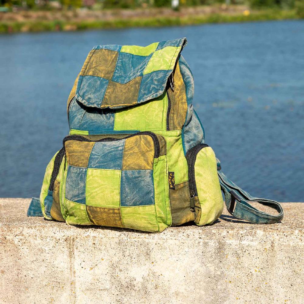 Kunst Und Magie Kunst und Magie Bunter Hippie Rucksack "No Waist" Stonewashed Nepal Fair