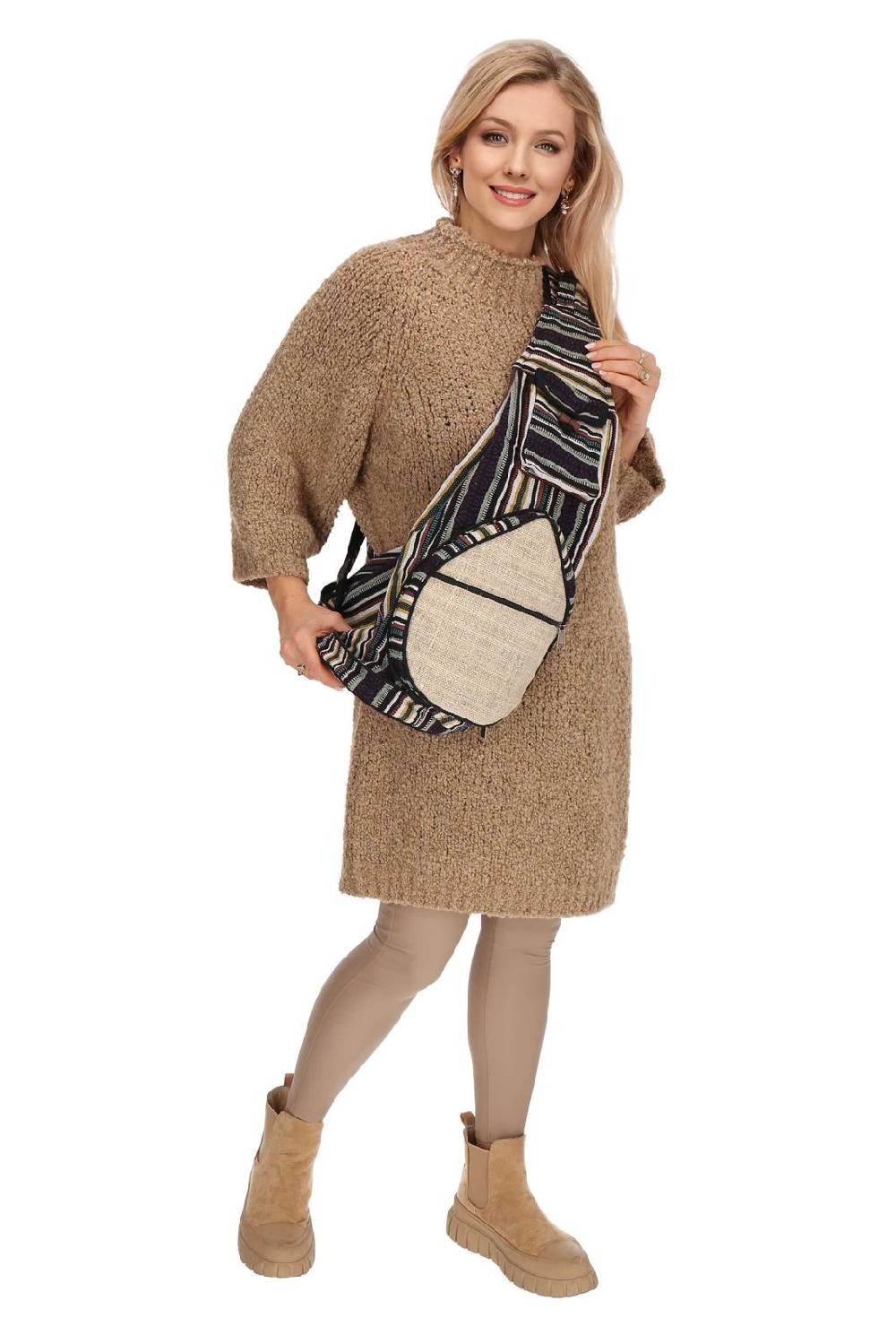 Kunst Und Magie Kunst Und Magie Bunter Hippie Rucksack Schultertasche Slingbag Crossbody-Bag Hanf