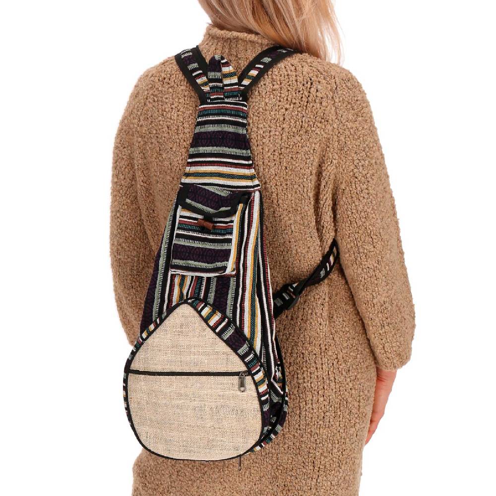 Kunst Und Magie Kunst Und Magie Bunter Hippie Rucksack Schultertasche Slingbag Crossbody-Bag Hanf