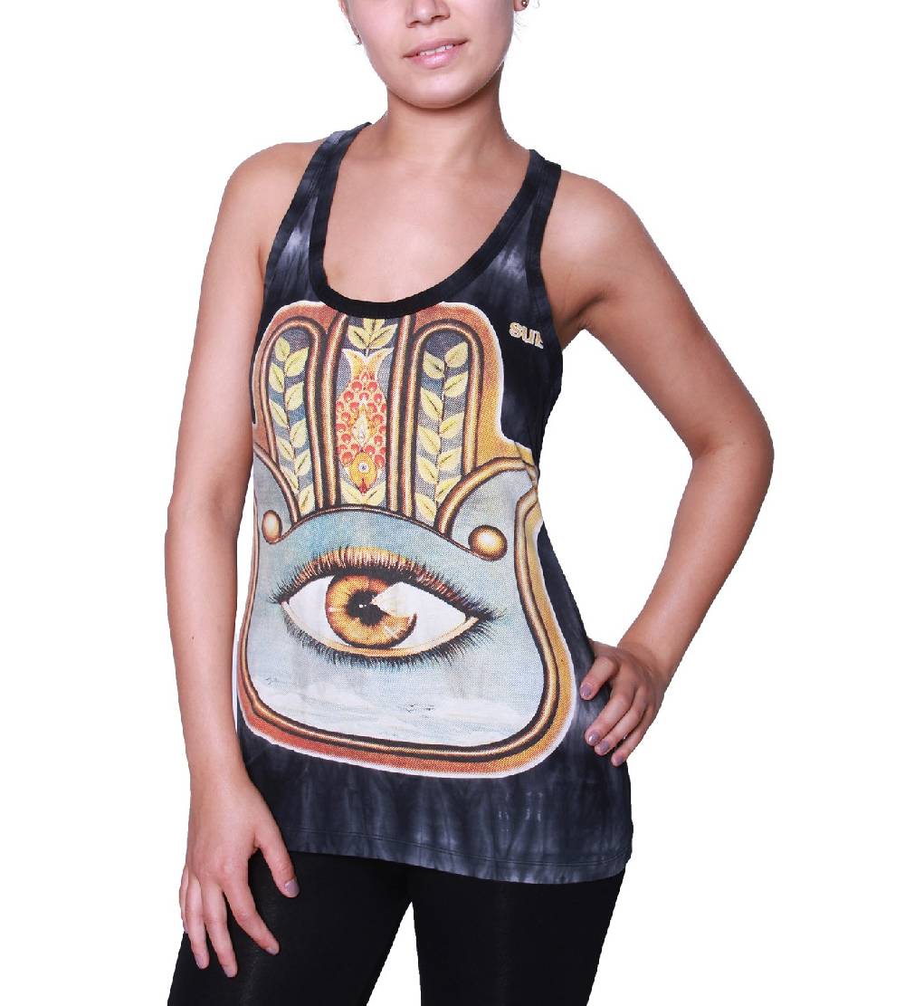 Kunst Und Magie Kunst und Magie Buntes Hamsa Hand der Fatima 70er Retro Trägertop T-Shirt