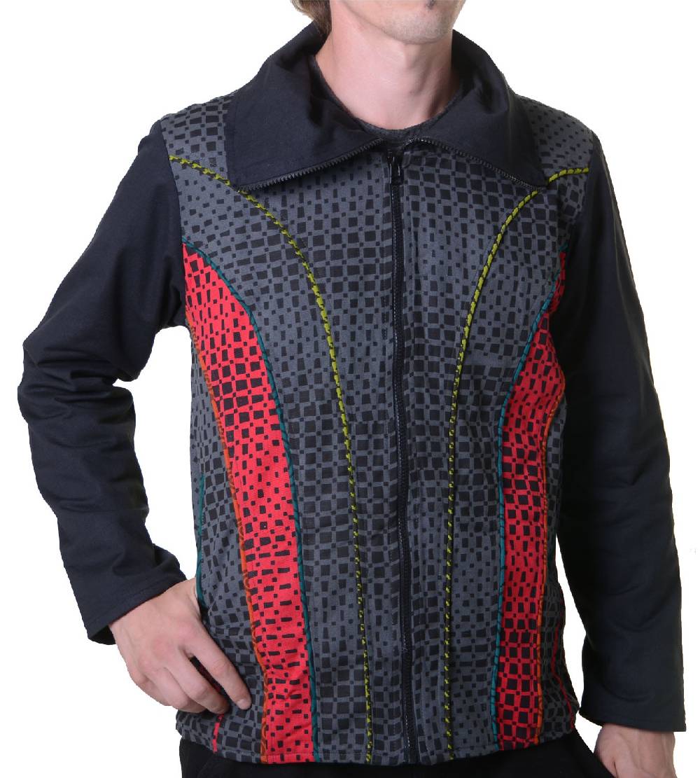 Kunst Und Magie Kunst und Magie Canvas Baumwolljacke für Herren mit Fleecefutter in stylishem Goa Design