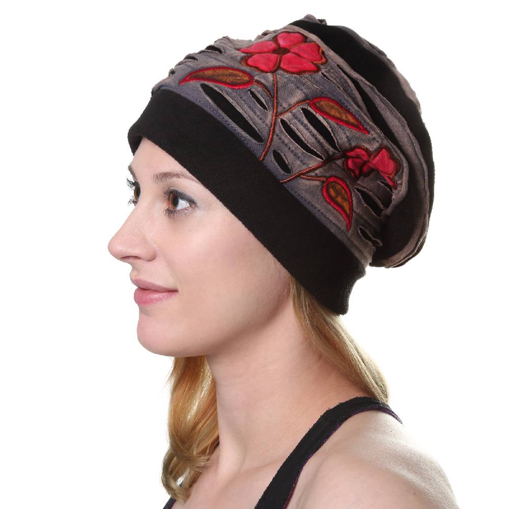 Kunst Und Magie Kunst Und Magie Cutwork Mütze "Flower" Aus Fleece Hippie Goa Psy Beanie