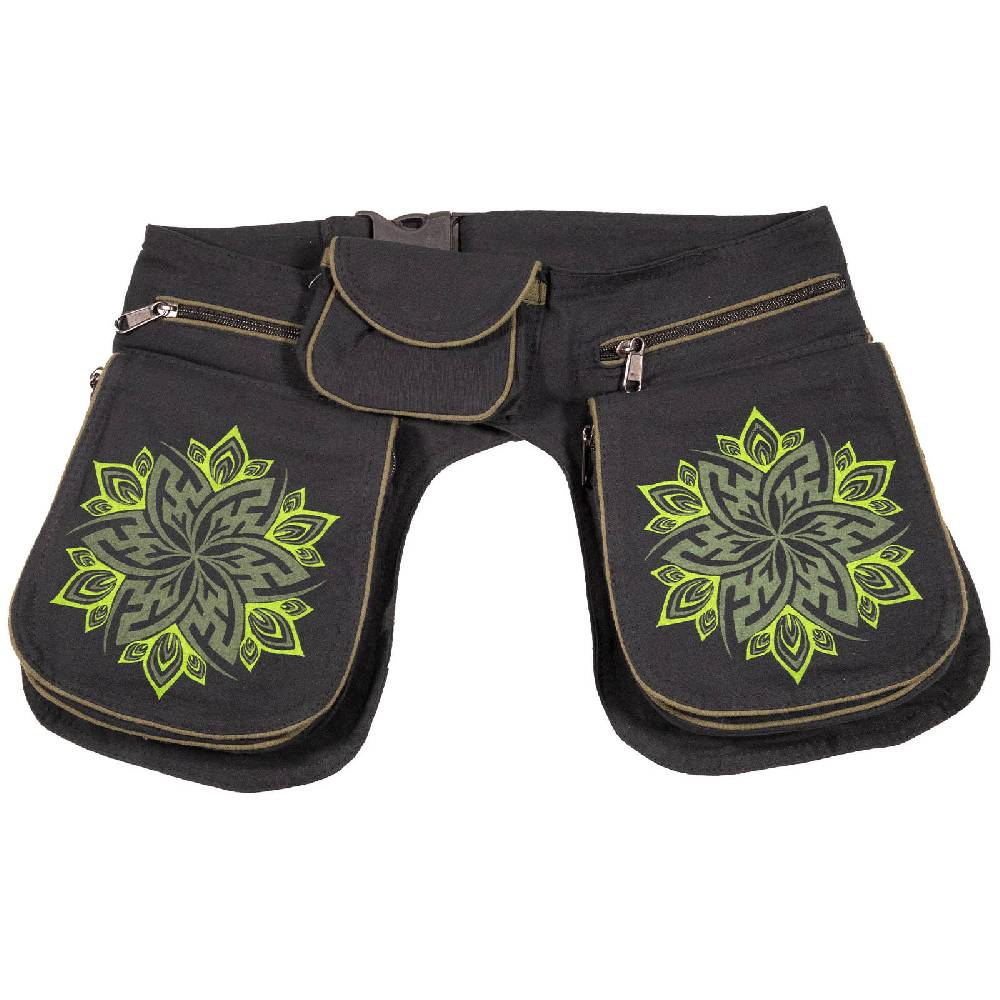 Kunst Und Magie KUNST UND MAGIE Damen Doppelte Bauchtasche Hüfttasche Mandala - Goa Gürteltasche Festivaltasche Hipbag Sidebag