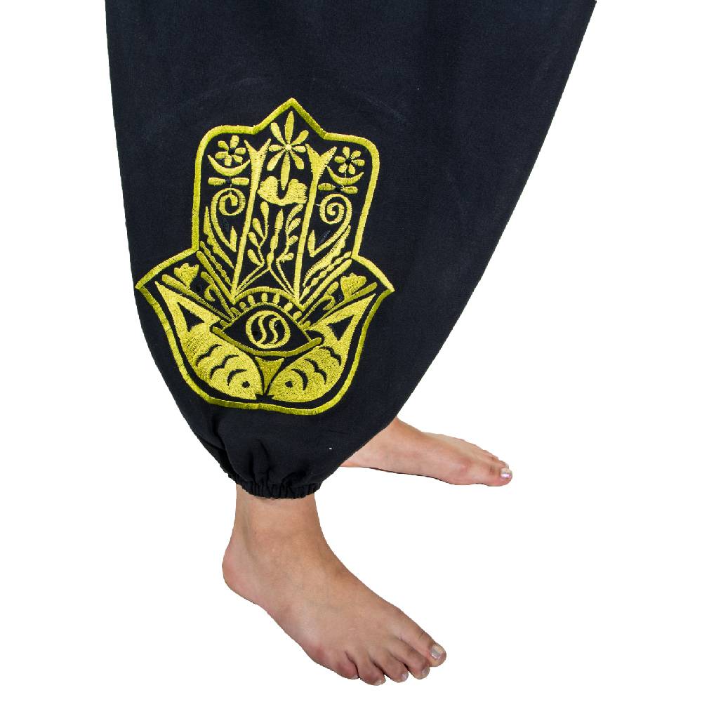 Kunst Und Magie Kunst Und Magie Damen Haremshose Mit Hamsa Hand Der Fatima Symbol