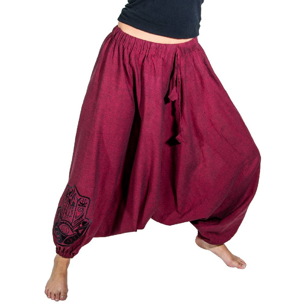 Kunst Und Magie Kunst Und Magie Damen Haremshose Mit Hamsa Hand Der Fatima Symbol