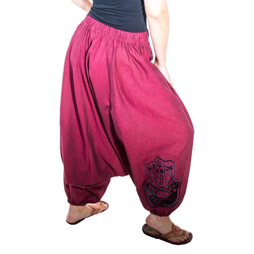Kunst Und Magie Kunst Und Magie Damen Haremshose Mit Hamsa Hand Der Fatima Symbol