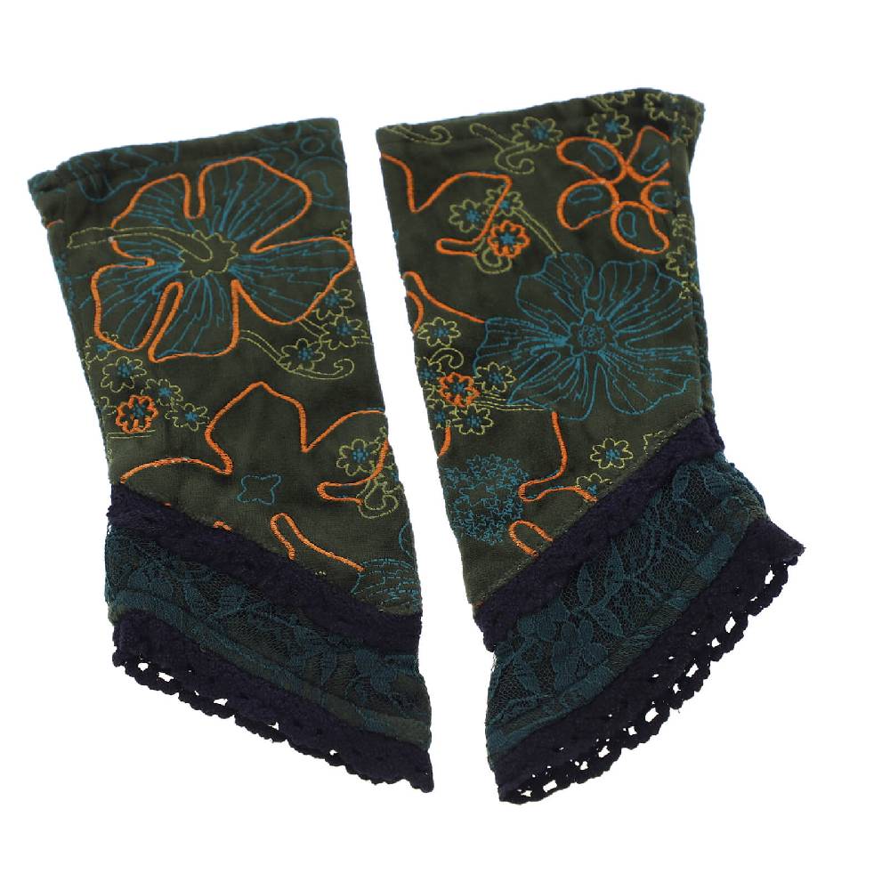 Kunst Und Magie Kunst Und Magie Damen Samt Armstulpen Stulpen Handwärmer Handschuhe Mit Spitze