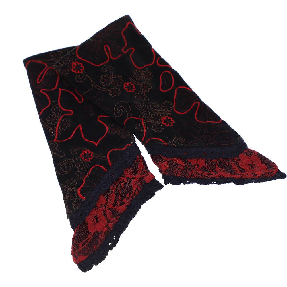 Kunst Und Magie Kunst Und Magie Damen Samt Armstulpen Stulpen Handwärmer Handschuhe Mit Spitze