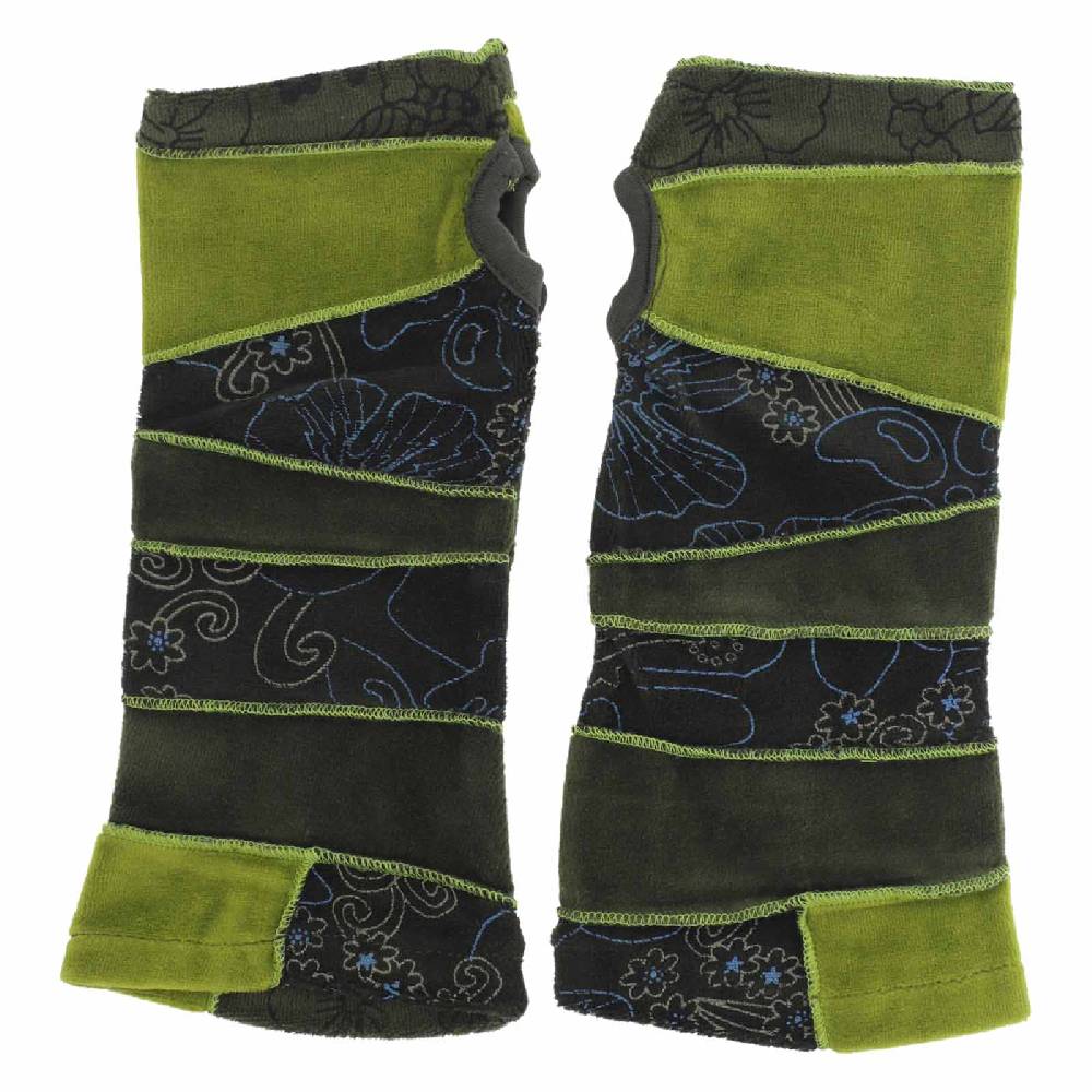 Kunst Und Magie Kunst Und Magie Damen Samt Armstulpen Stulpen Handwärmer Handschuhe Boho