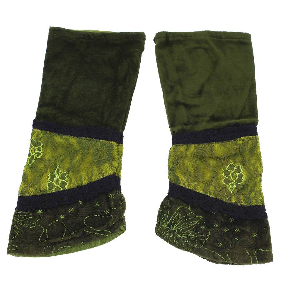 Kunst Und Magie Kunst Und Magie Damen Samt Armstulpen Stulpen Handwärmer Handschuhe Mit Spitze