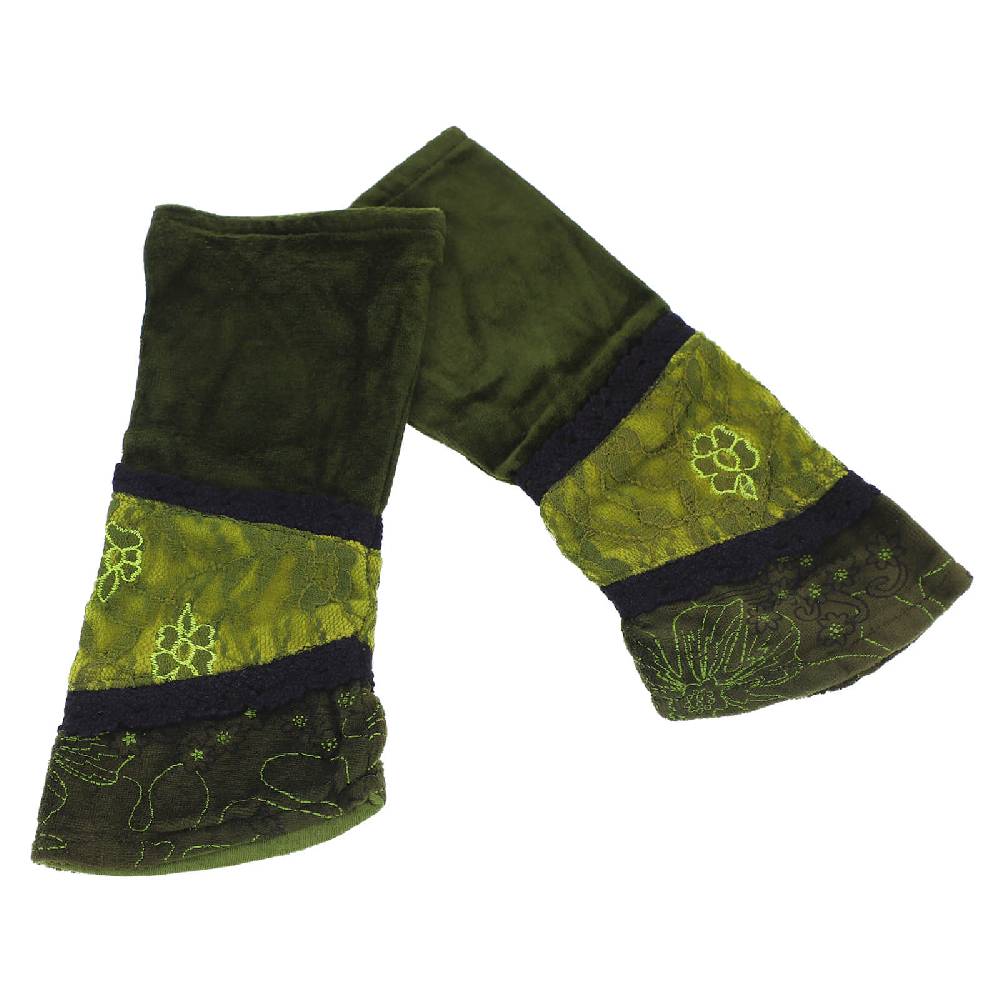 Kunst Und Magie Kunst Und Magie Damen Samt Armstulpen Stulpen Handwärmer Handschuhe Mit Spitze