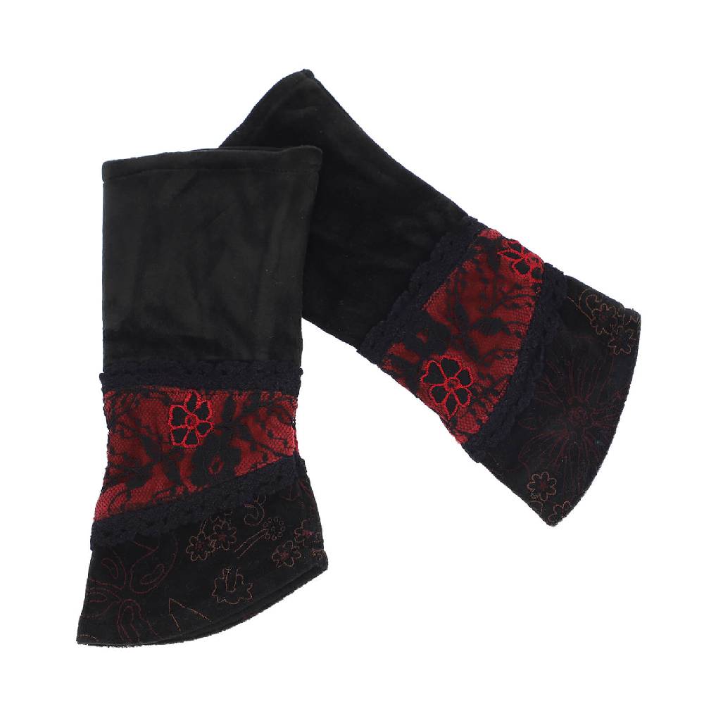 Kunst Und Magie Kunst Und Magie Damen Samt Armstulpen Stulpen Handwärmer Handschuhe Mit Spitze