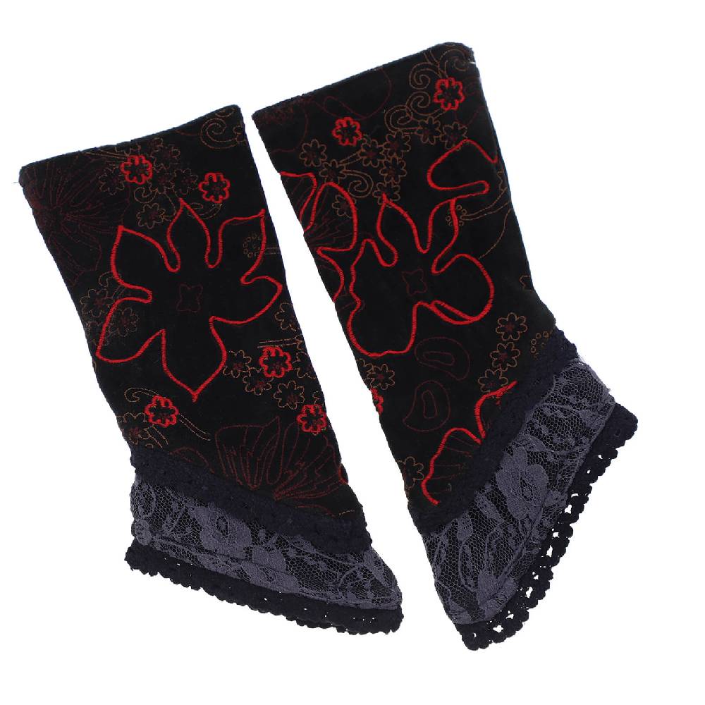 Kunst Und Magie Kunst und Magie Damen Samt Armstulpen Stulpen Handwärmer Handschuhe mit Spitze