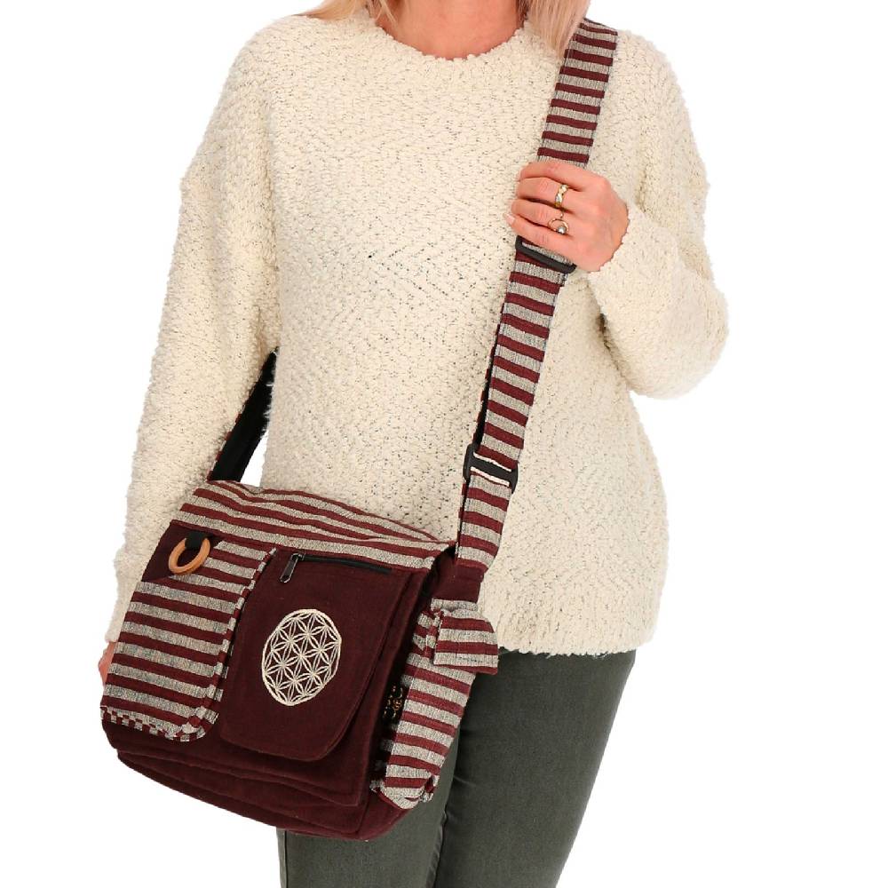 Kunst Und Magie Kunst Und Magie Damen Schultertasche Lebensblume Hippie Handtasche Goa Tasche Mit Schulterriemen