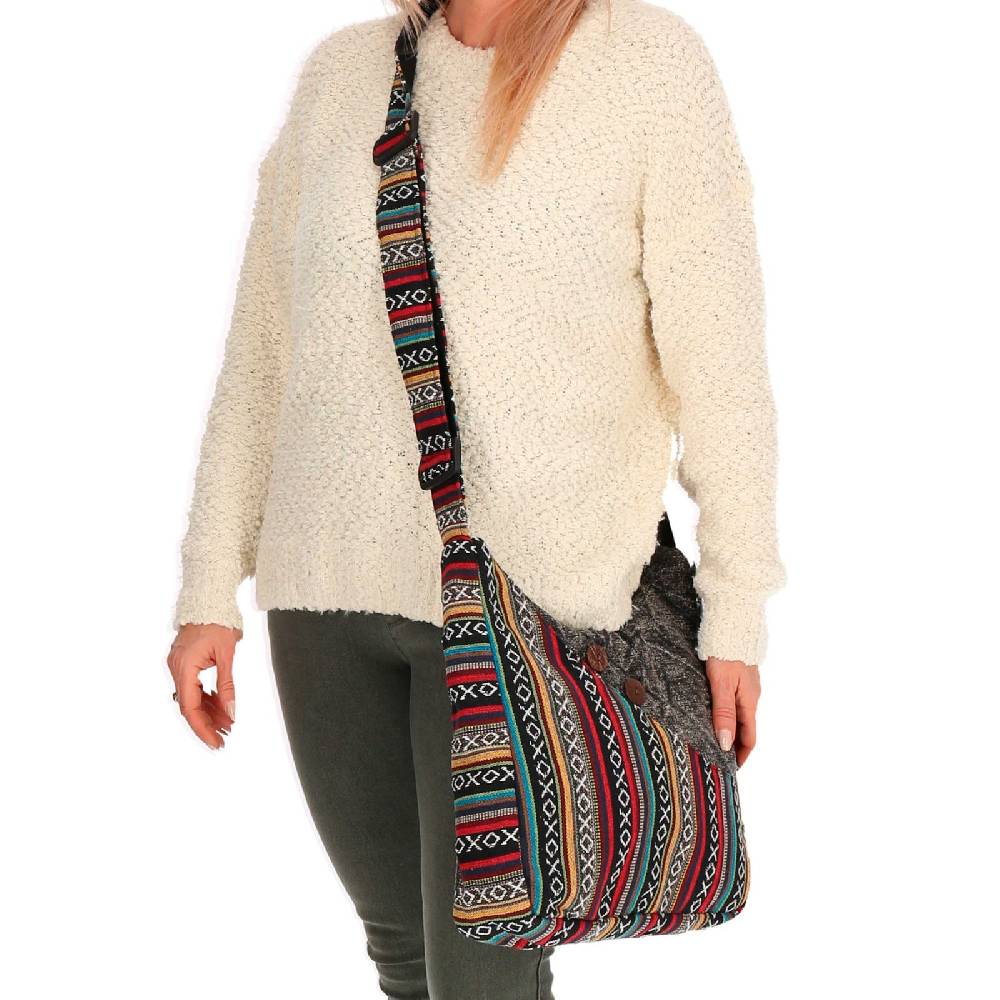 Kunst Und Magie Kunst Und Magie Damen Schultertasche Stonewashed Hippie Handtasche Bunte Goa Tasche Mit Schulterriemen