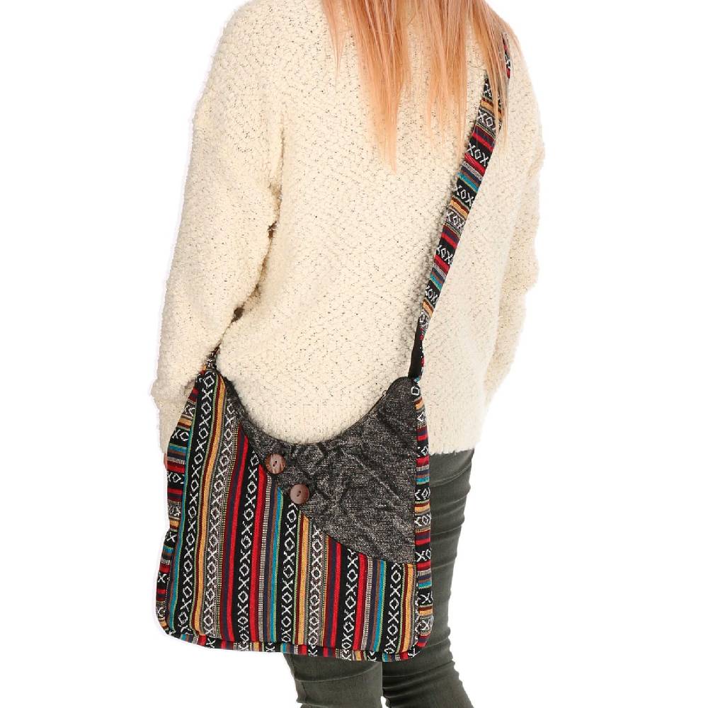 Kunst Und Magie Kunst Und Magie Damen Schultertasche Stonewashed Hippie Handtasche Bunte Goa Tasche Mit Schulterriemen