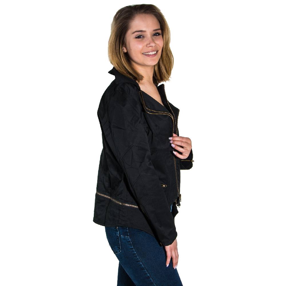 Kunst Und Magie Kunst und Magie Damen Schwarze Jacke mit vielen Zippern