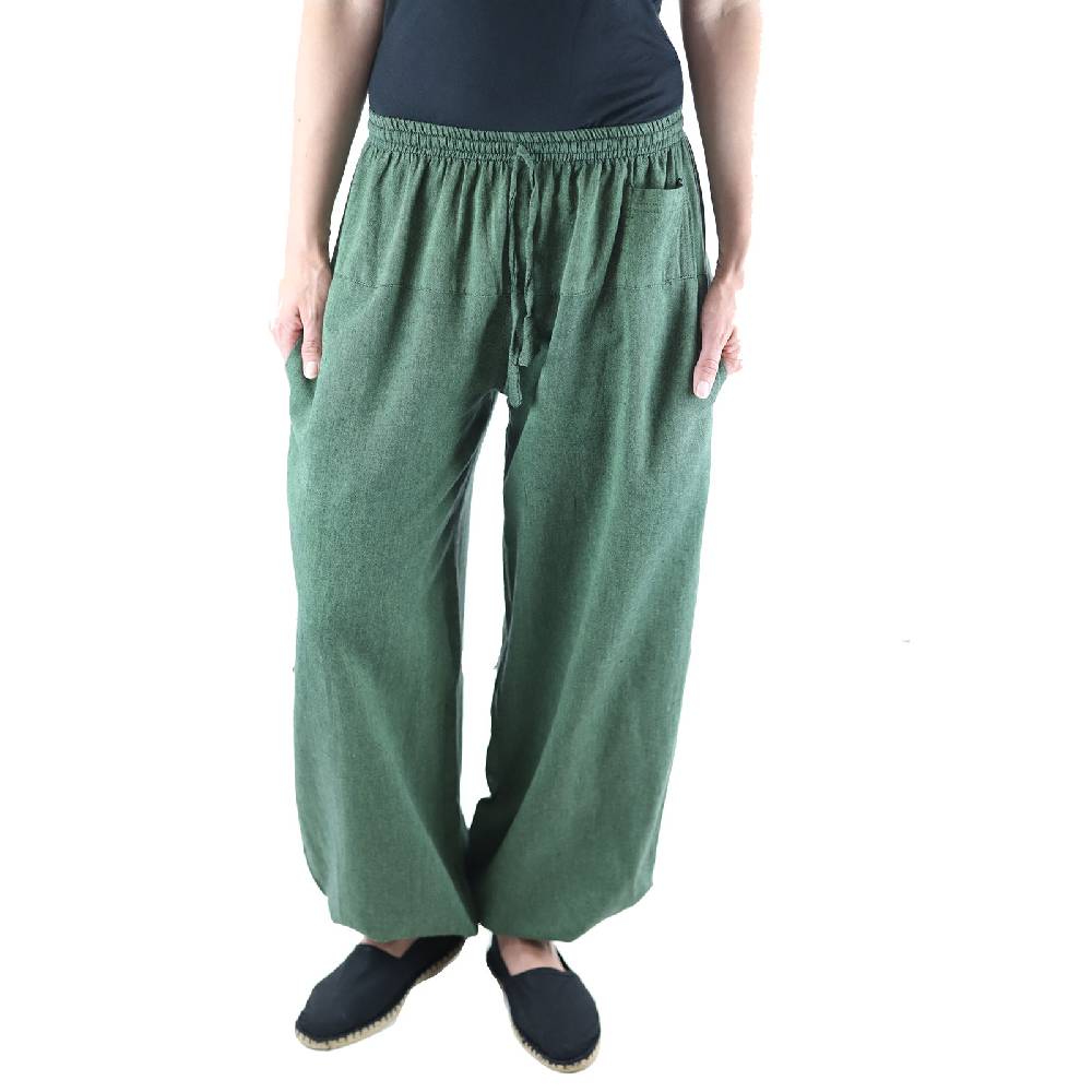Kunst Und Magie KUNST UND MAGIE Damen Yogahose Pumphose Pluderhose Unifarben Aus Baumwolle Lang