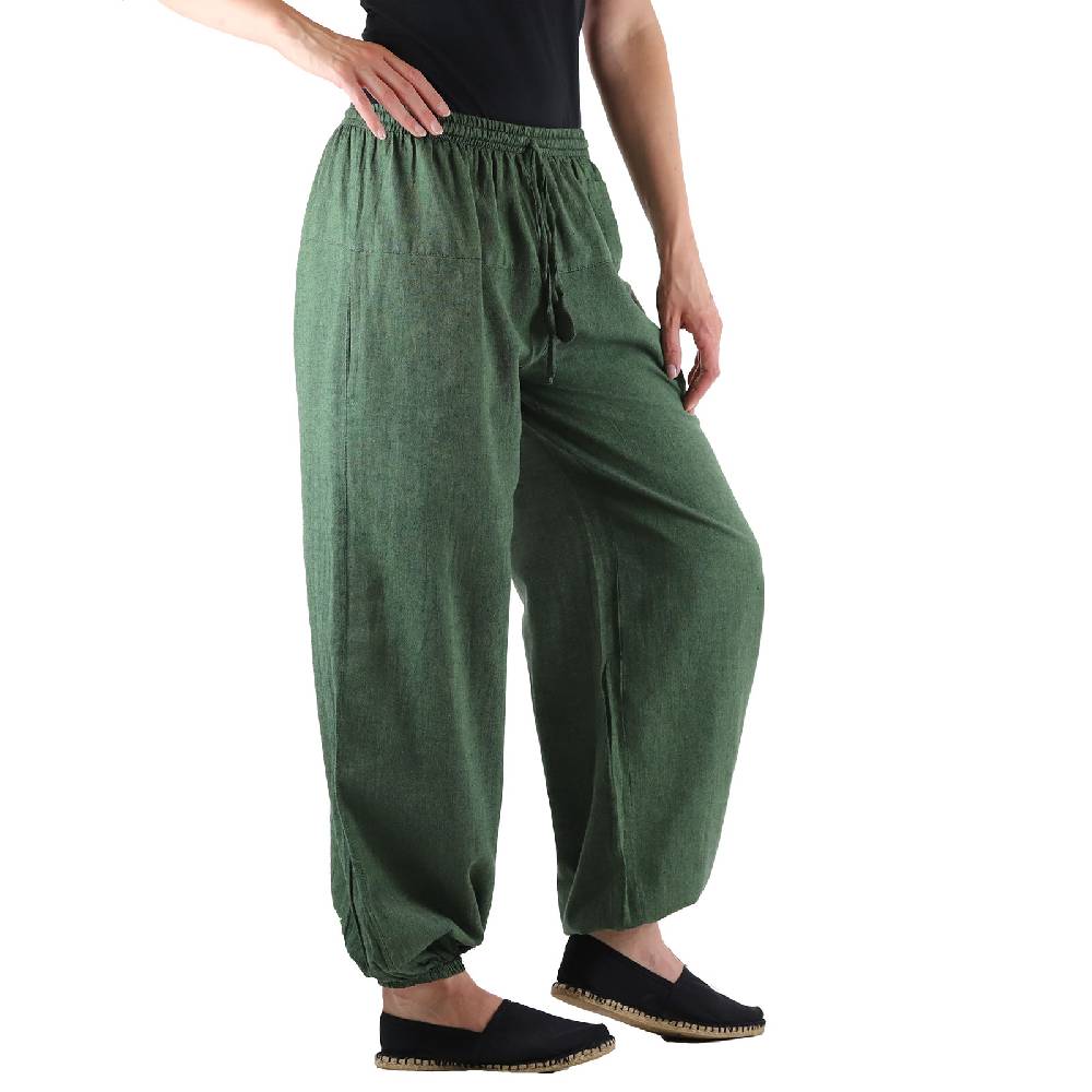 Kunst Und Magie KUNST UND MAGIE Damen Yogahose Pumphose Pluderhose Unifarben Aus Baumwolle Lang