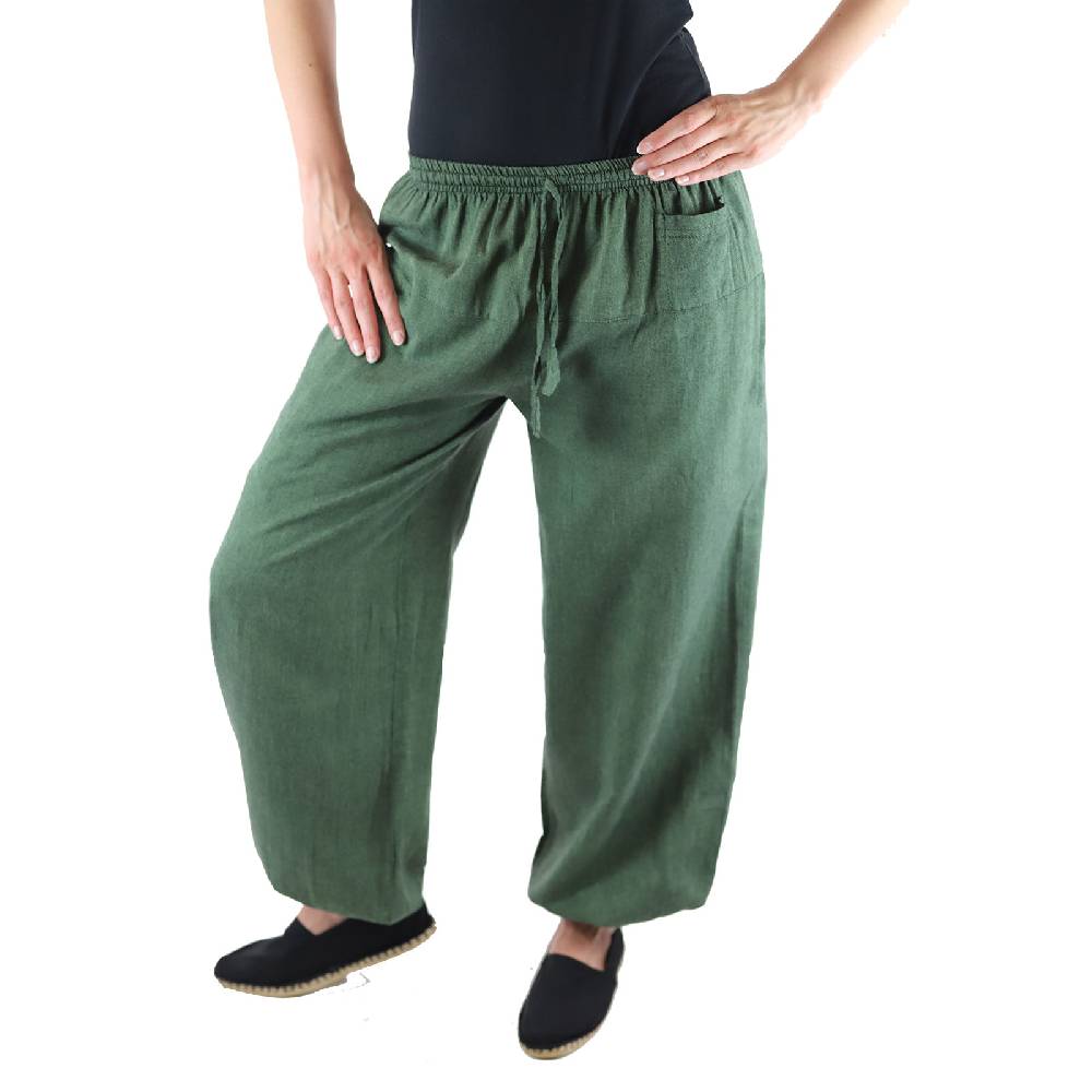Kunst Und Magie KUNST UND MAGIE Damen Yogahose Pumphose Pluderhose Unifarben Aus Baumwolle Lang