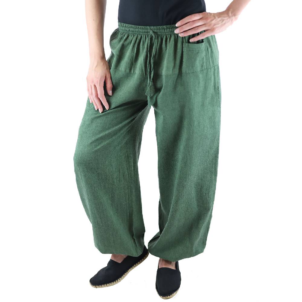 Kunst Und Magie KUNST UND MAGIE Damen Yogahose Pumphose Pluderhose Unifarben Aus Baumwolle Lang
