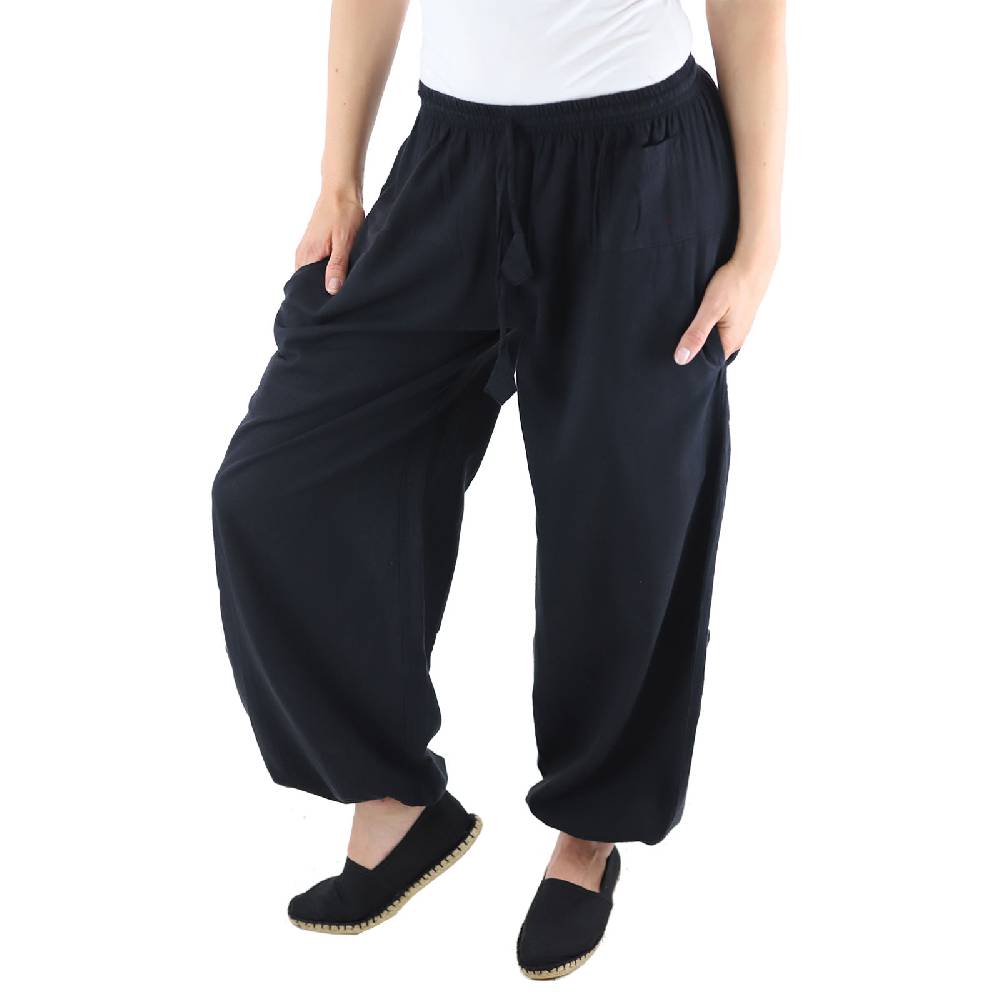 Kunst Und Magie KUNST UND MAGIE Damen Yogahose Pumphose Pluderhose unifarben aus Baumwolle lang