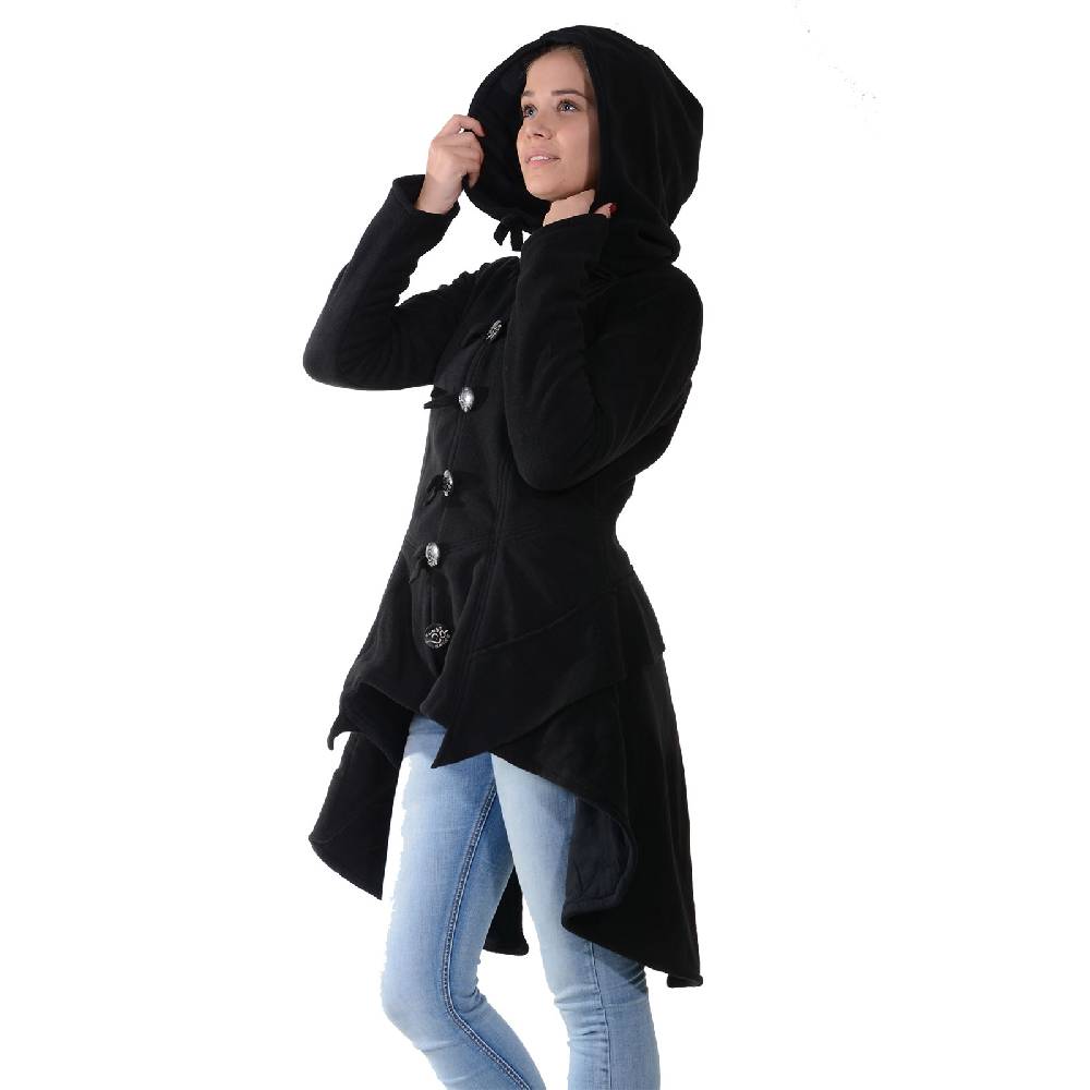 Kunst Und Magie Kunst Und Magie Damenmantel Aus Fleece Mit Kapuze Boho Gehrock Jacke Fleecejacke