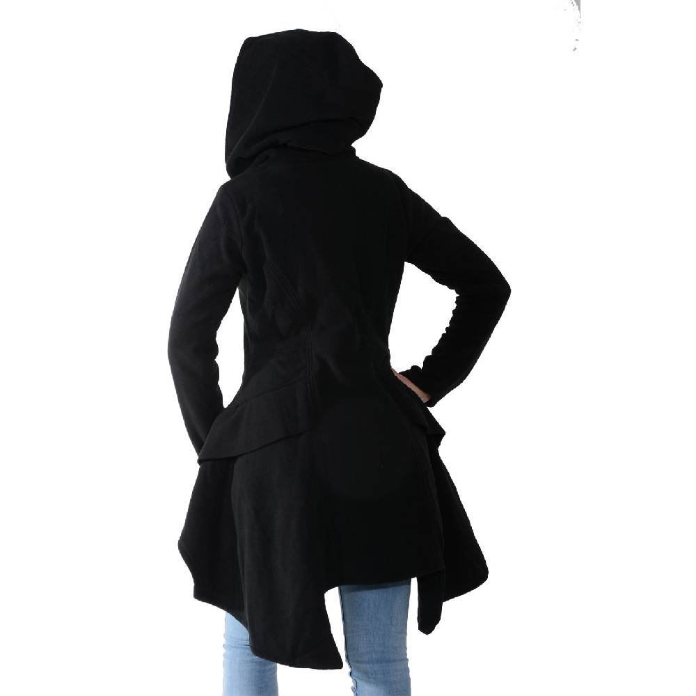 Kunst Und Magie Kunst Und Magie Damenmantel Aus Fleece Mit Kapuze Boho Gehrock Jacke Fleecejacke