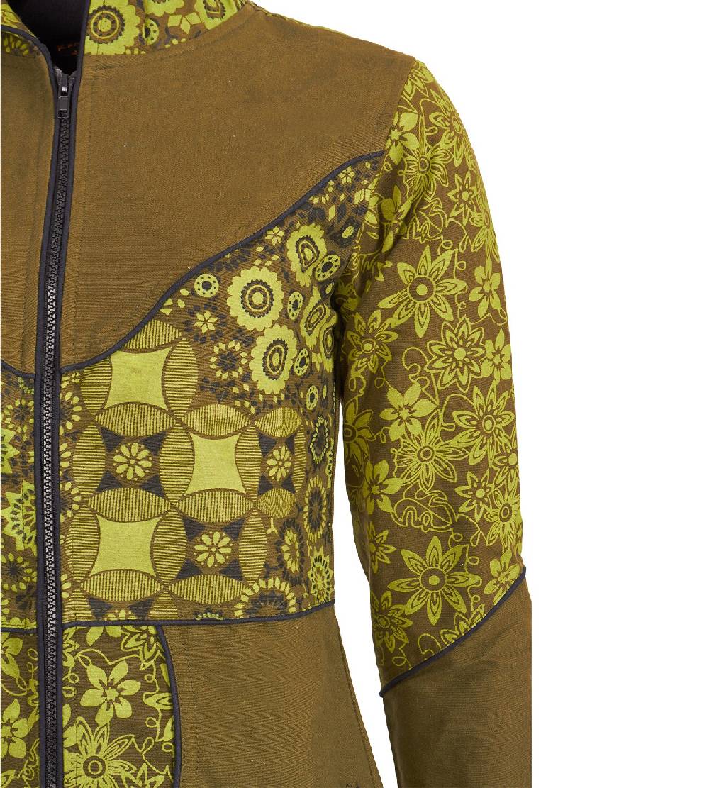 Kunst Und Magie Kunst Und Magie Damenmantel Mit Kapuze Blumenmuster Jacke Baumwolle Boho