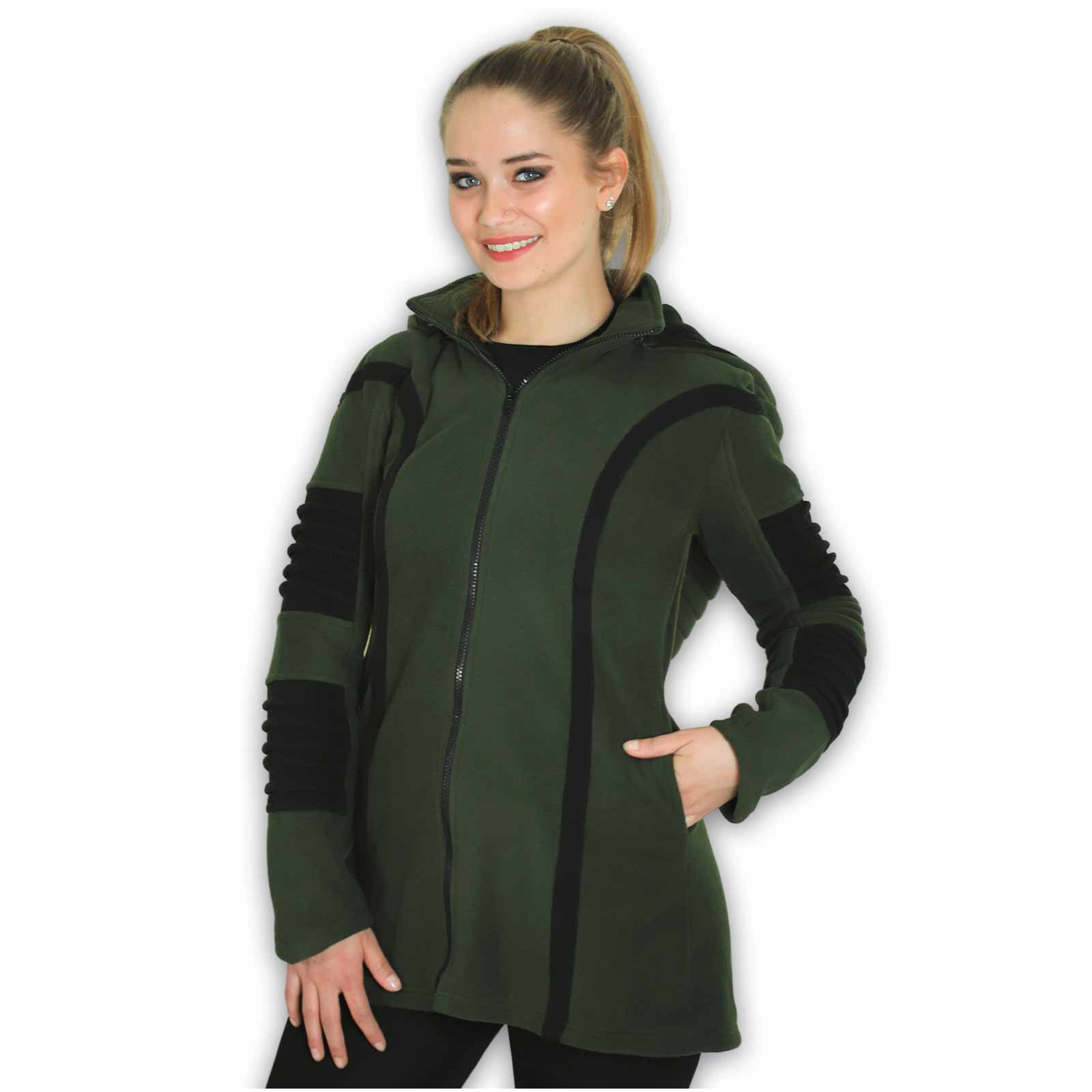 Kunst Und Magie Kunst Und Magie Damenmatel Aus Fleece Mit Zipfelkapuze Goa Jacke