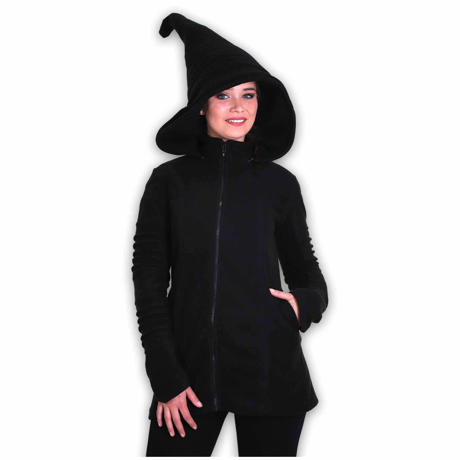 Kunst Und Magie Kunst und Magie Damenmatel aus Fleece mit Zipfelkapuze Goa Jacke