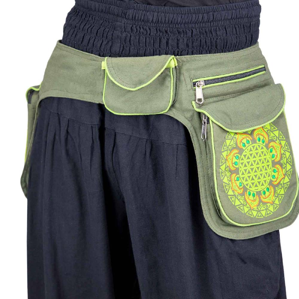 Kunst Und Magie KUNST UND MAGIE Doppel-Hüfttasche Bauchtasche Gürteltasche Bauchgurt Festivaltasche Blume Des Lebens
