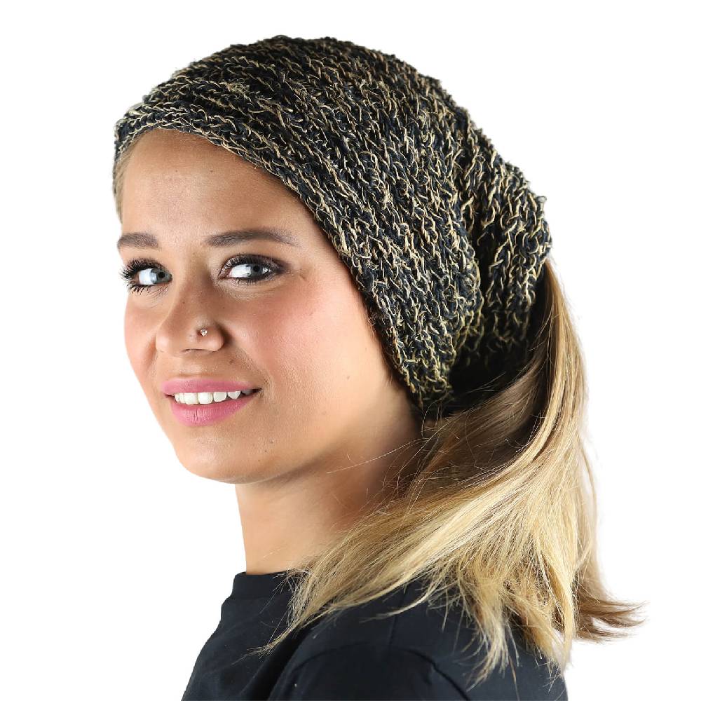 Kunst Und Magie Kunst und Magie Dreadtube Stirnband Koftuch Mütze aus Hanf Beanie Natur Hippie Goa Dreads